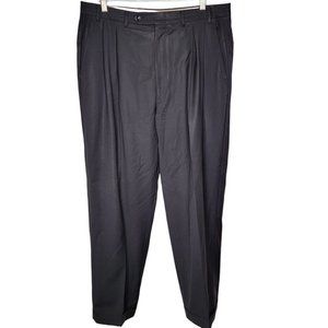 Canali Proposta 36 Men's Solid Cuffed Black Wool Straight Leg Dress Pants‎ FLAW
